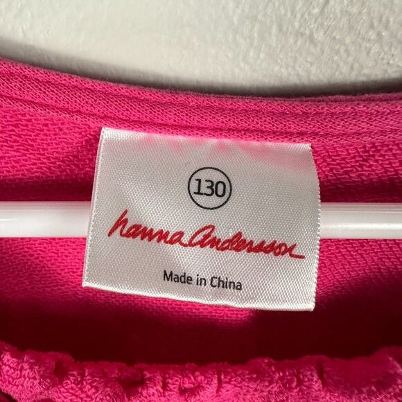 Hanna Andersson Girls Size 130 8 Long Sleeve Pink Dress Sweater Pockets - Picture 3 of 4